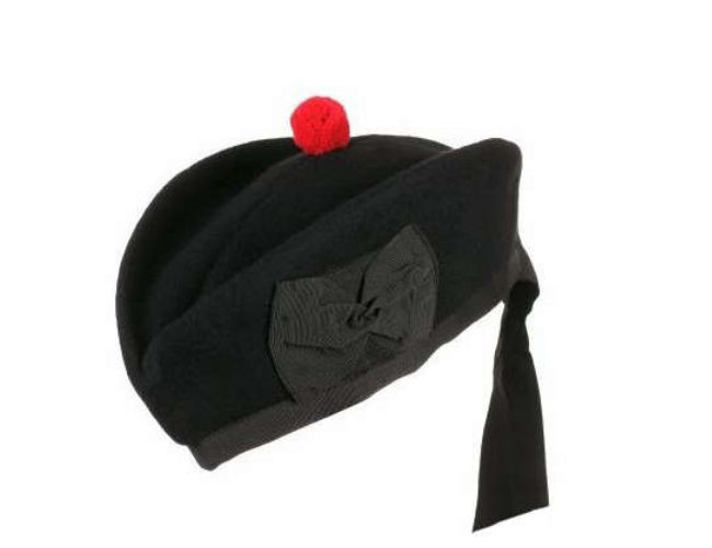 Plain Black Pure Wool Glengarry Pipe Band Hat 50-64 Unisex Accessories Hats & Caps Helmets Military Helmets 